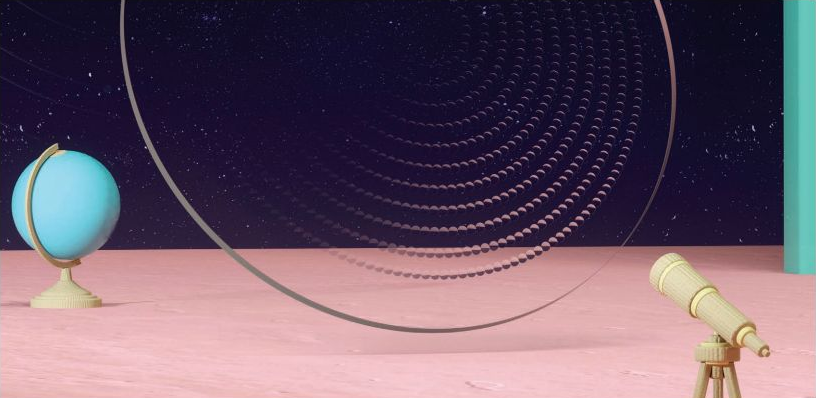 Official Essilor Stellest brochure graphic showing the clear lens and concentric H.A.L.T. lenslet constellation