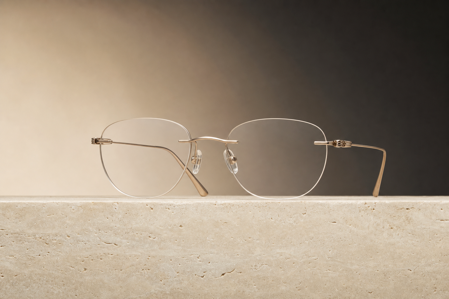 Ultra-light champagne titanium rimless optical frame