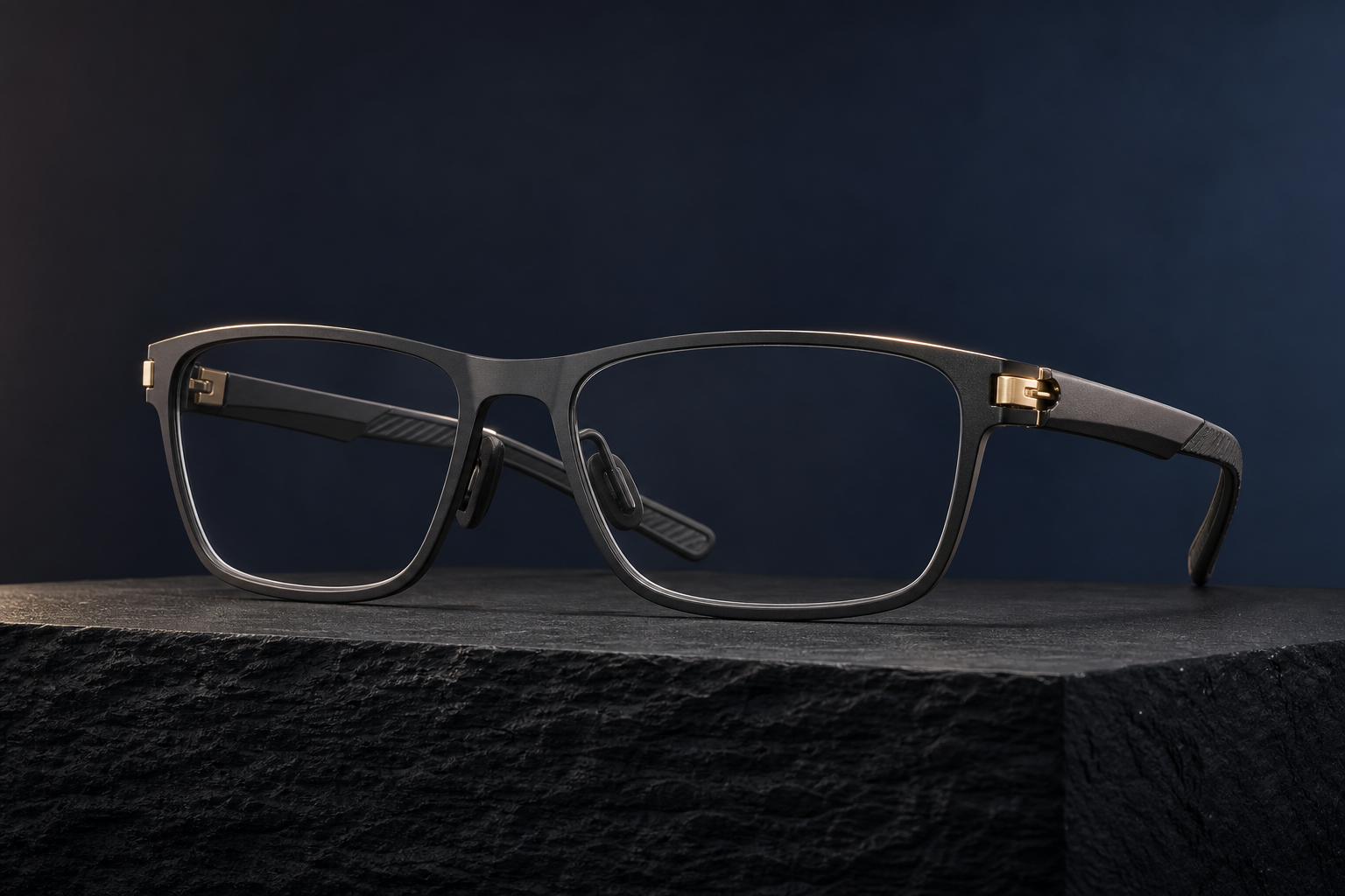Technical matte graphite optical frame designed for a secure active fit